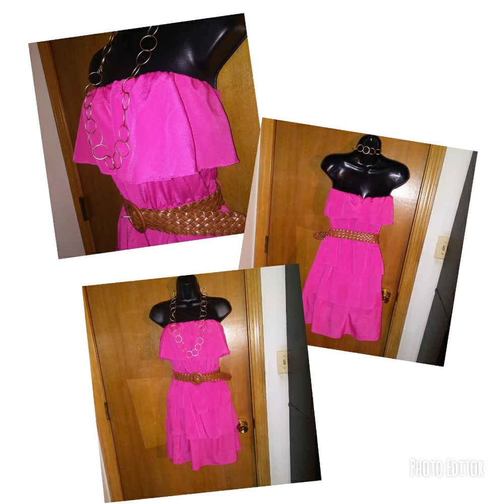 Lily rose pink ruffle dress with belt